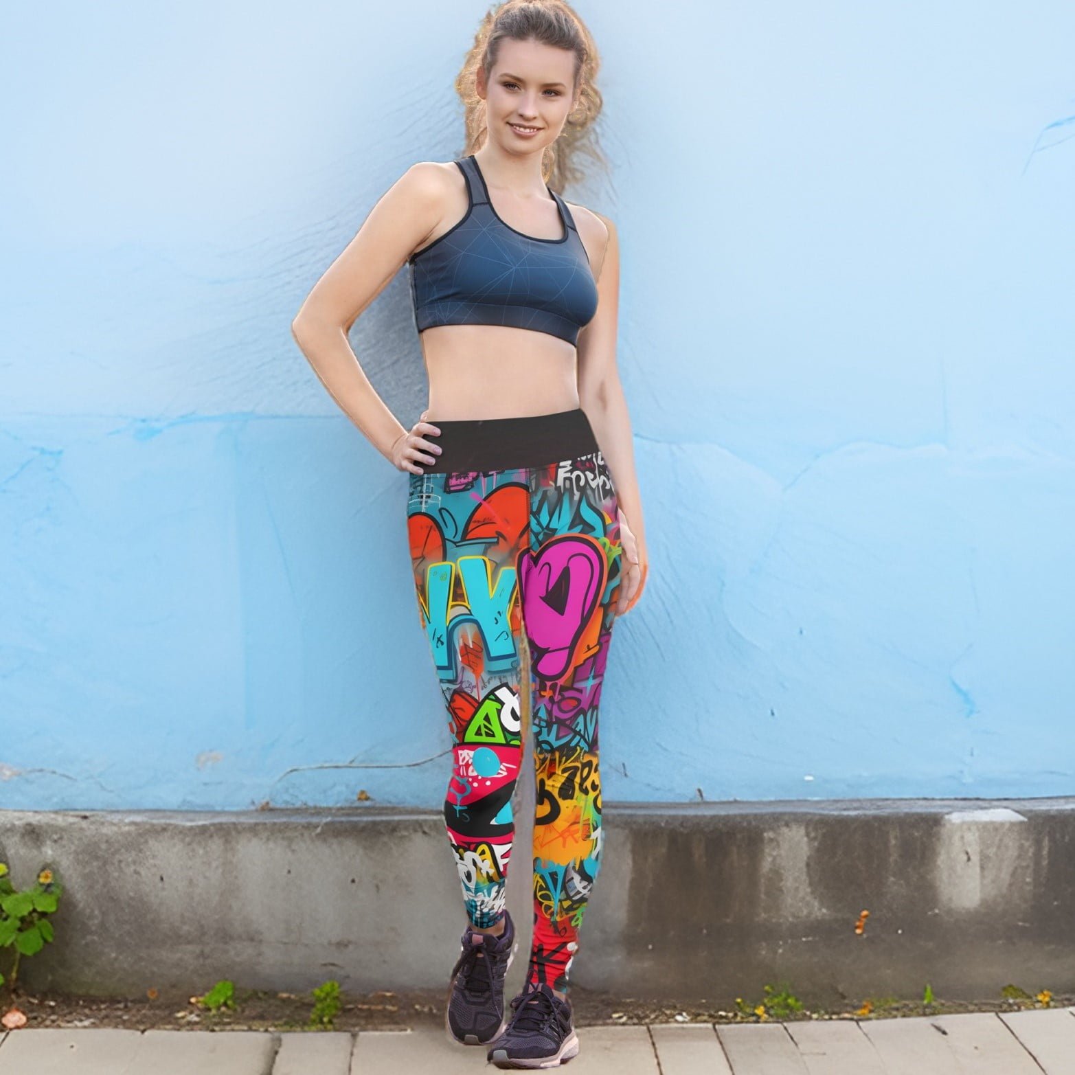Sporta legingi ar apdruku “Graffitti” XS – XL