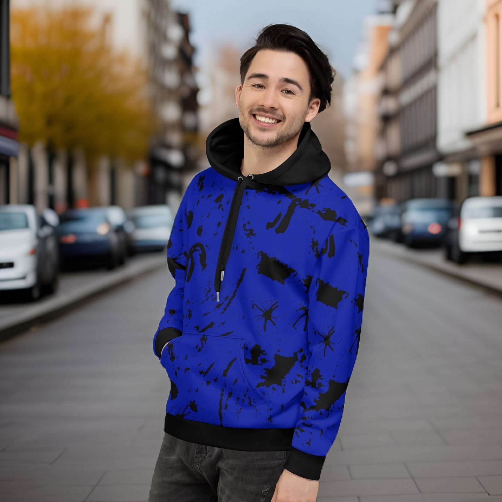 Hūdijs ar kabatu "Logan" zils 2XS - 6XL