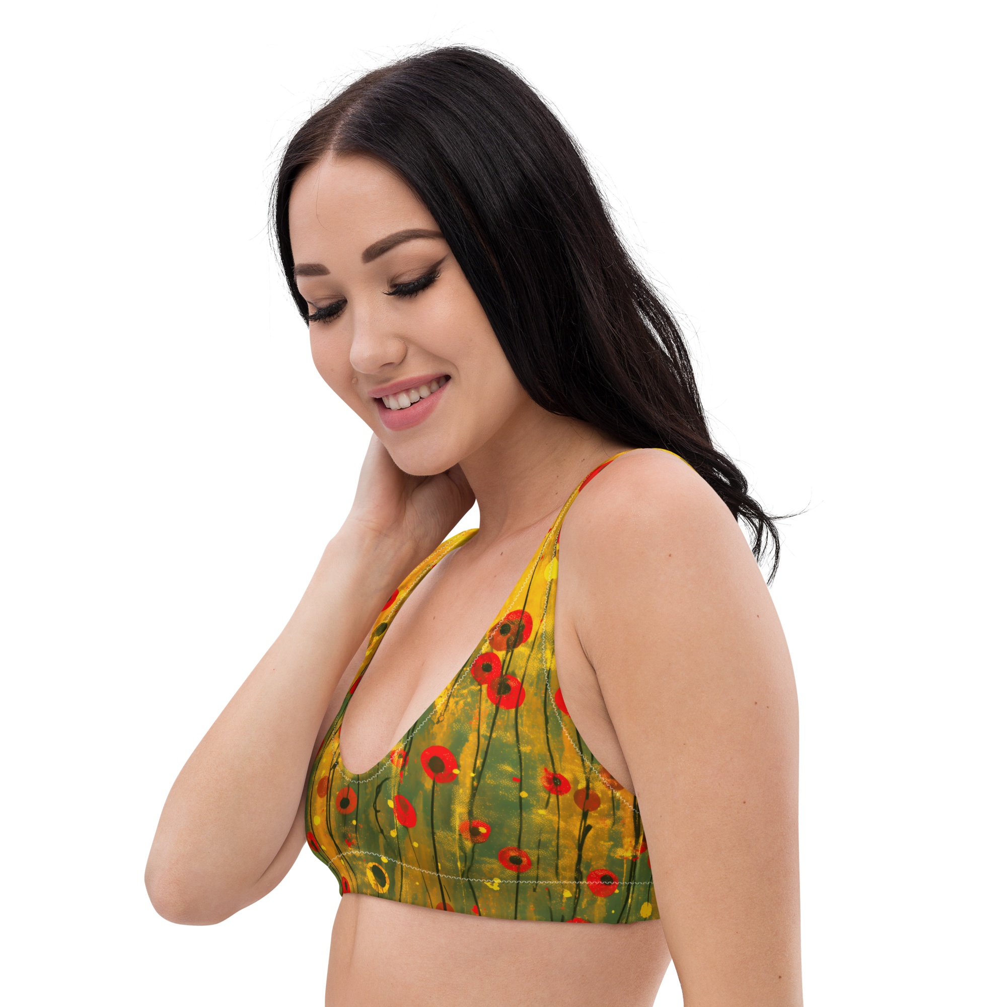 Bikini peldkostīma tops “Benita” ir vasarīgi košs un krāsains, ideāli piemērots vasaras piedzīvojumu baudīšanai! Pelkostīma “Benita” augšdaļai ir viegli izņemami un atkārtoti ievietojami polsterējumi. Ar to palīdzību Tu vari koriģēt krūšu formu, taču vari tos nelietot, ja dod priekšroku krūšturiem bez polsterējuma. Kombinē šo bikini krūšturi “Benita” ar tāda paša dizaina biksītēm, pielāgojot katras daļas izmēru saviem ķermeņa izmēriem! Nopērkams arī divdaļīgs bikini “Benita”, ja ķermeņa augšdaļas un apakšdaļas izmēri Tev neatšķiras. Šis bikini peldkostīms būs tavs uzticams sabiedrotais pludmalē vai atpūtā pie baseina, jo tas ne tikai sniegs Tev komfortu, bet būs arī ļoti prakstisks. Tas neizbalē saulē un nezaudē formu un krāsu pēc mazgāšanām. Peldkostīms ir ražots no atkārtoti pārstrādātiem materiāliem, tāpēc iegādājoties šo produktu, Tu atbalsti ilgtsspējīgu modi! Bilžu galerijā atradīsi skaidrojumu, no kā tieši ir ražots konkrētā produkta audums.