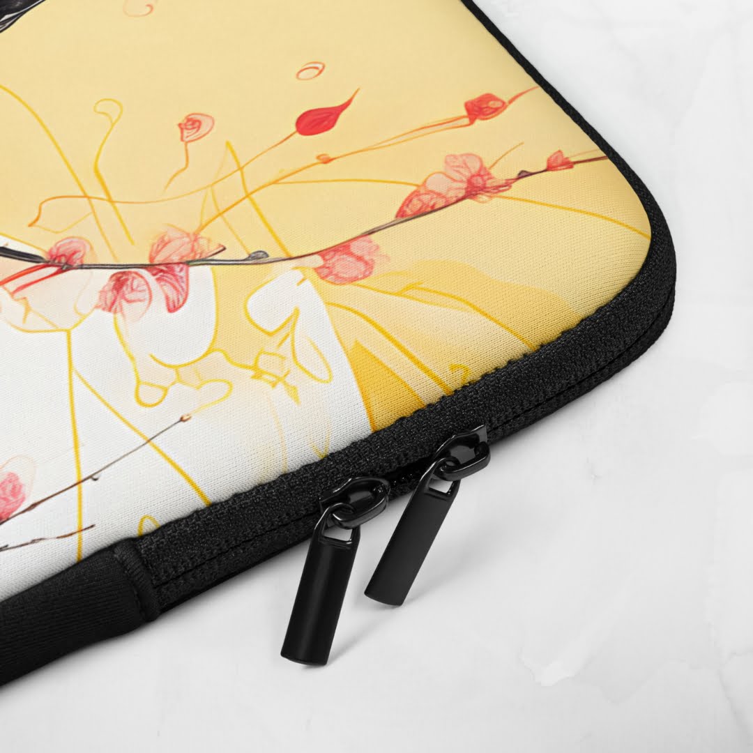 Laptopu aizsargājošs maks ar kaķi, nodrošina darora aizsardzību pret triecieniem un skrāpējumiem, rāvējslēdzējs ar 2 slīdņiem